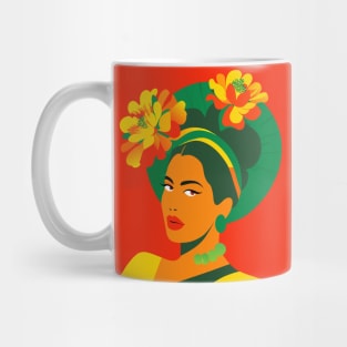 Brasilian woman with tropical flowers 70s Mug